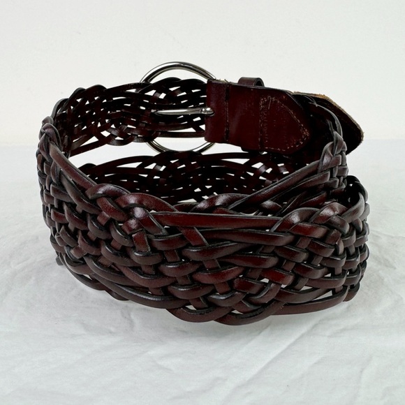 Brown Woven Wavy Leather Belt - Picture 3 of 7